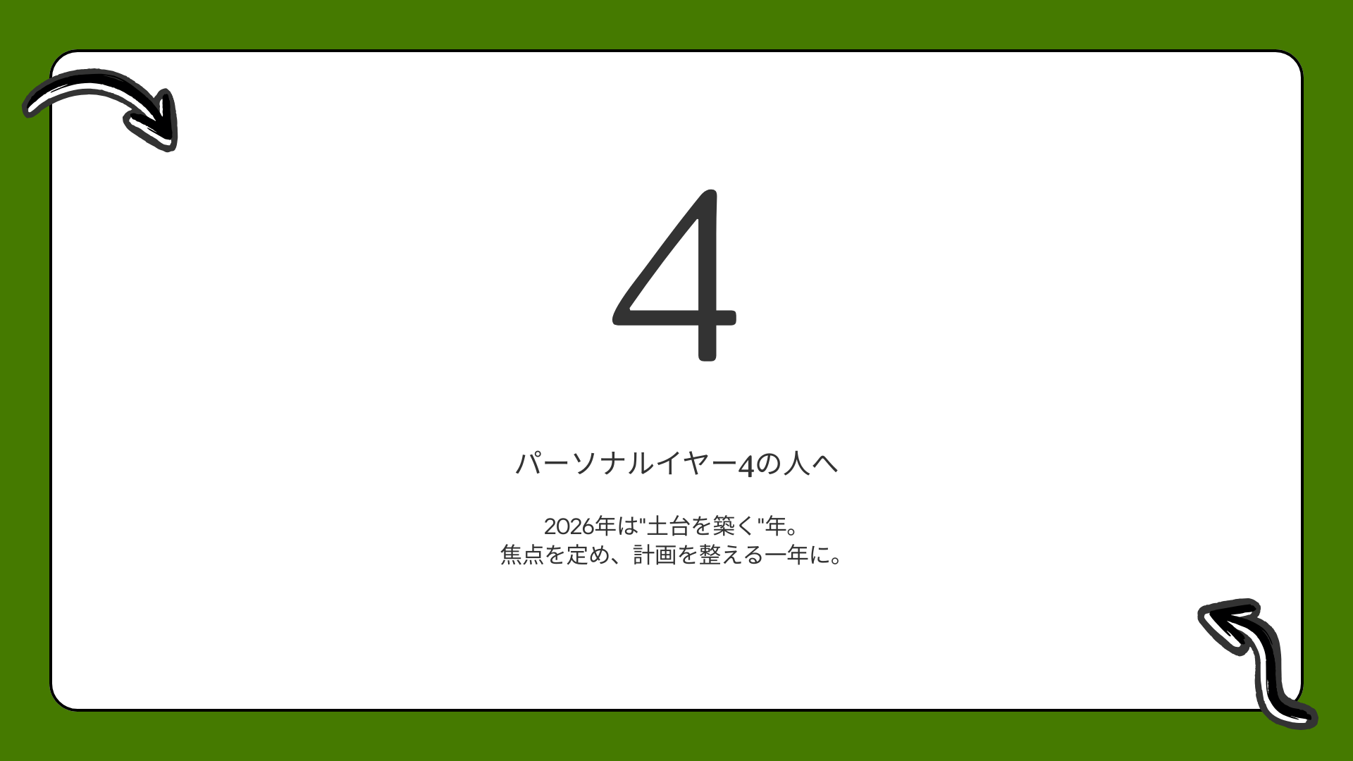 パーソナルイヤー4の人へ  |  2026年は”土台を築く”年